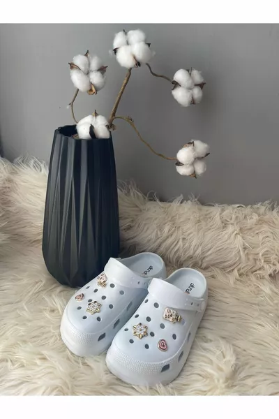 TAŞLI SANDALET BEYAZ