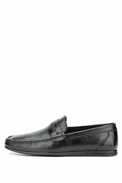 أحذية رجالية جلد طبيعي أسود متسكع