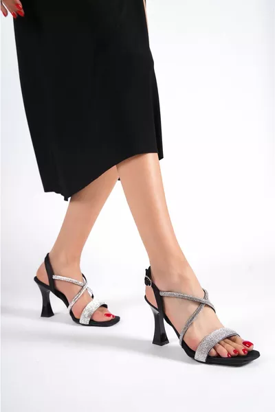 Abiti da sera in pietra spessa croce da donna in raso nero 