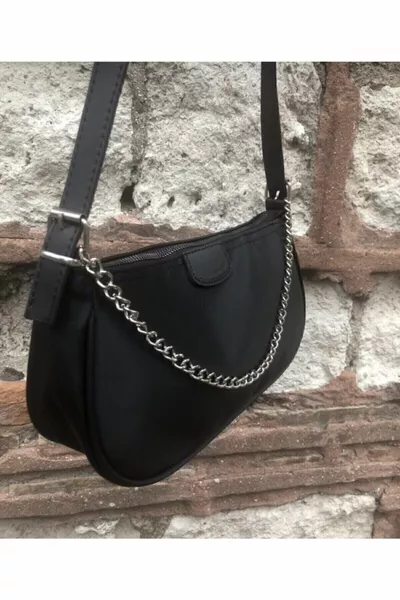 حقيبة نسائية سوداء السلسلة الرغيف الفرنسي