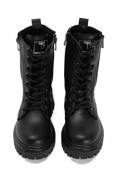 الفتيات الجلد الأسود الحرارية وحيد الدانتيل المتابعة والأحذية الطويلة بسحاب