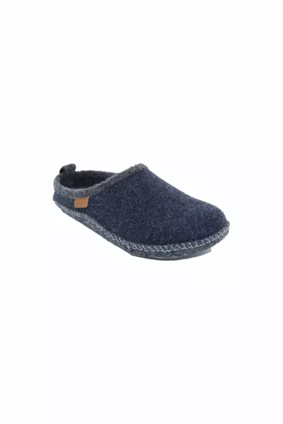 Puffi الأزرق الداكن شعر الشتاء الرجال النعال الداخلية 