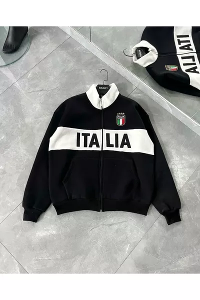 Unisex Italië Print Kleurige Dikke Jas