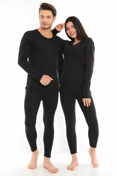 Ensemble thermique en coton unisexe | Sous-vêtements thermiques grattés