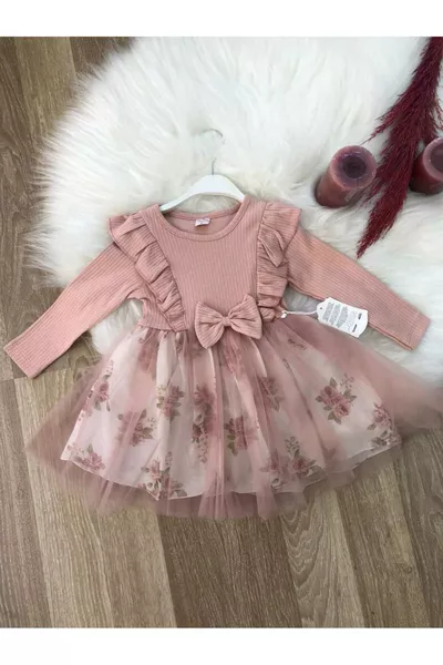 فستان أميرة أنيق للبنات، زهري فاتح، مزين بالورود والتول، هدية عيد ميلاد أو مناسبة خاصة، رسمي أو يومي