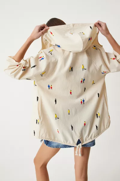 Printed Seasonal Raw Linen Jacket CREAM 