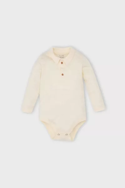 طقم أطفال ولد مكون من 3 قطع بياقة بولو وأزرار، بدن طويل الأكمام بزر ضغط، سترة صوفية محبوكة بنقشة، وحزام خصر