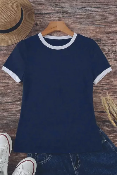 T-shirt Unisex in Interlock di Cotone Blu Scuro