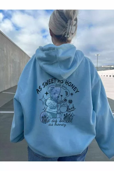 Sweat à capuche oversize imprimé « Kadın As Sweet As Honey »