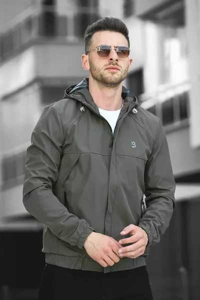 بايلي جاكيت رجالي بغطاء للرأس مقاوم للماء بقصة ضيقة موسمية