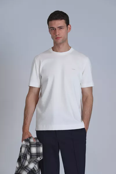 Casa Erkek Basic Tişört Kırık Beyaz