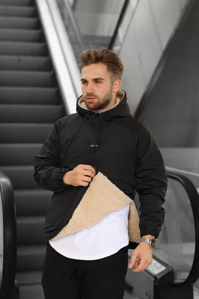 Faux-Fur Lined Kangaroo Pocket Jacket Waterproof Unisex