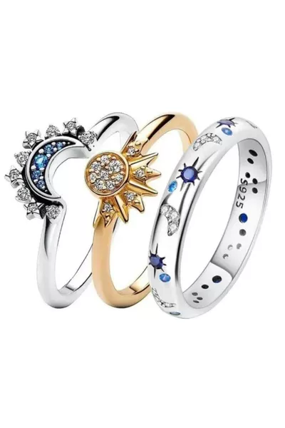 Sun - Moon - Star Triple Embroidered Adjustable Ring