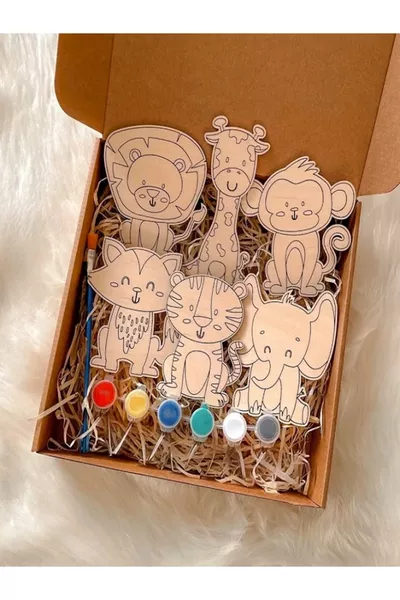 Дървен комплект за рисуване на животни „Направи си сам“ Образователна играчка Montessori за развитие на детето