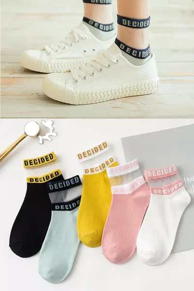 جوارب من الدانتيل بنقشة نسائية، 5 أزواج