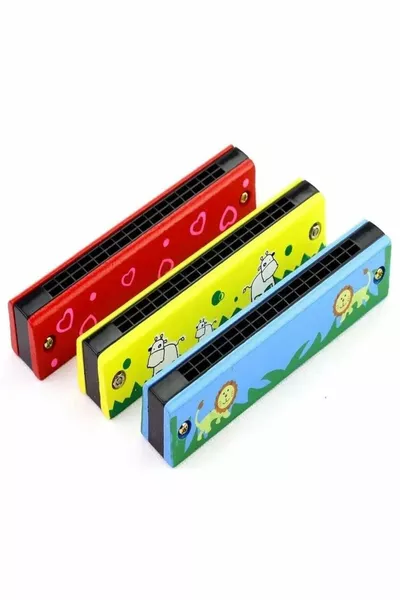 Wooden Harmonica Breathing Exercise Children's Musical Instrument Toy Harmonica