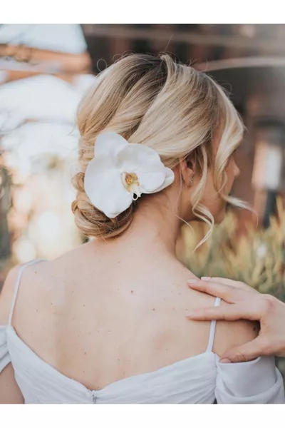 White Orchid Flower Aloha Pencil Clip (cm)