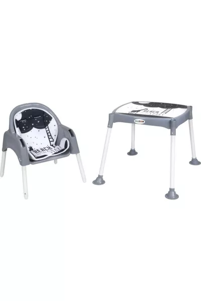 & Mama Star Stoel met Speelfunctie en Verstelbare Tray Grijs 3-in-1