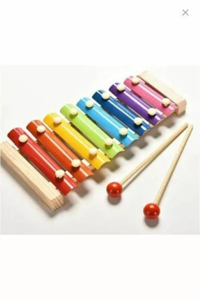 إكسيليفون خشبي مكون من 8 نغمات  أصوات،  سم، لعبة موسيقية بصوت 8 مفاتيح