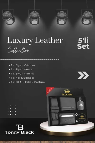 الأصلي للرجال 5 قطع هدية مربع الفاخرة سلسلة الجلود حزام المحفظة بطاقة حامل زر الكم مجموعة العطور