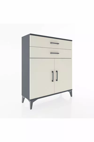 Arges Kast 2 Planken 2 Lade 2 Deuren Antraciet-Patrijssteen