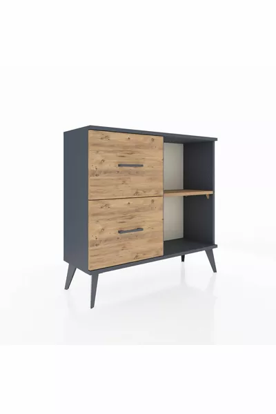 Arges Kast Enkel Rek 2 Lades Antraciet-Ceder