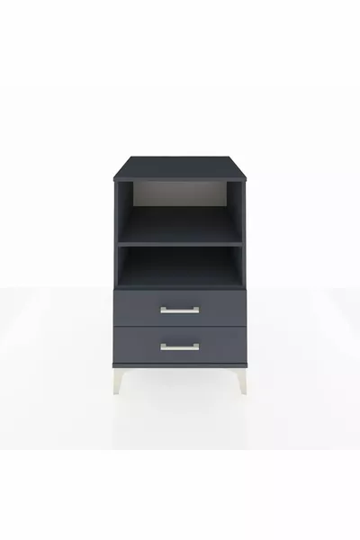 Kronos Nachtkastje met 2 planken en 2 lades Antraciet-Antraciet