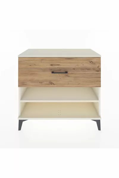 خزانة هيفريون بطابق واحد ودرج واحد، بلون حجر القمر والصنوبر