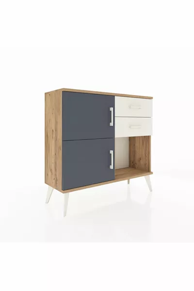 Arges Şifonyer Tek Raflı 2 Çekmeceli 2 Kapaklı  Çam-Antrasit/Aytaşı