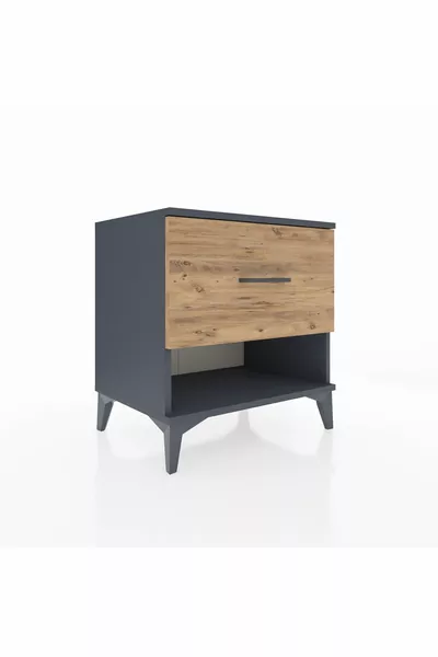 Hyperion Nightstand Single Drawer Anthracite-Pine