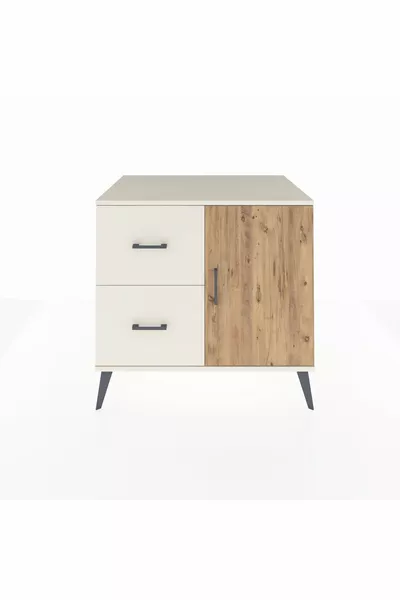 خزانة كرونوس براف واحد ودرجين و باب واحد، حجر القمر-صنوبر/حجر القمر