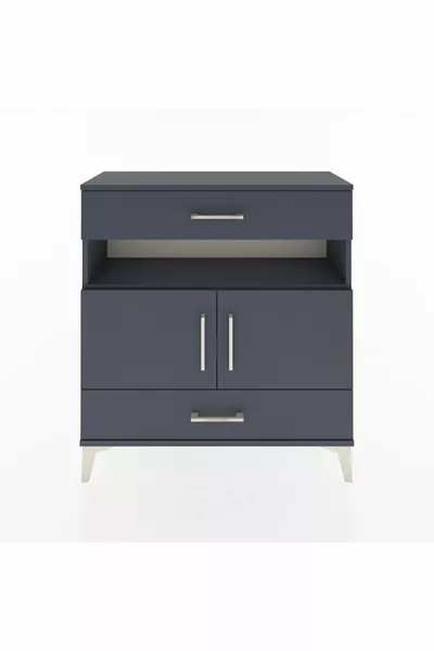 خزانة أرجس بثلاثة أرفف ودرجين وغطائين، رمادية داكنة-رمادية داكنة