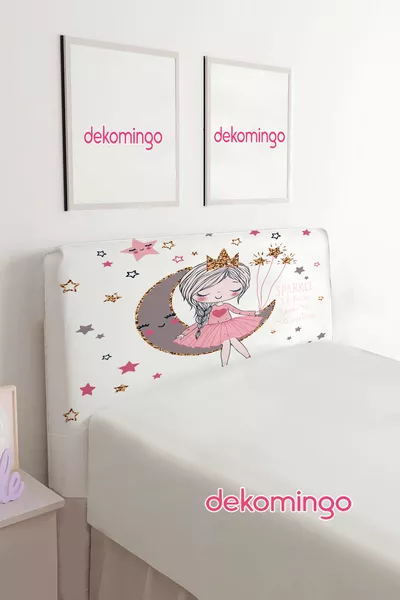 WEIß Mondprinzessin Bettkopfteilbezug mit Sternenmuster (Einzelbett)