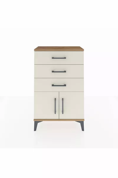 أرجيس كومودين بثلاثة أدراج وببابين - صنوبر وحجر رملي