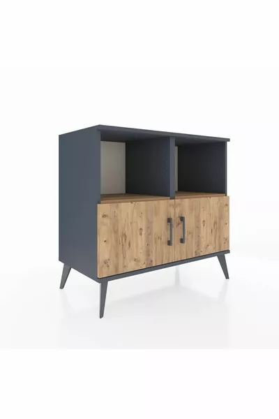 خزانة هابريون ذات رفين وغلافين أنثراسيت-صنوبر