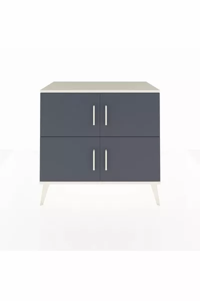 خزانة هيفريون ذات رفين و4 أبواب، بلون العقيق والفحم