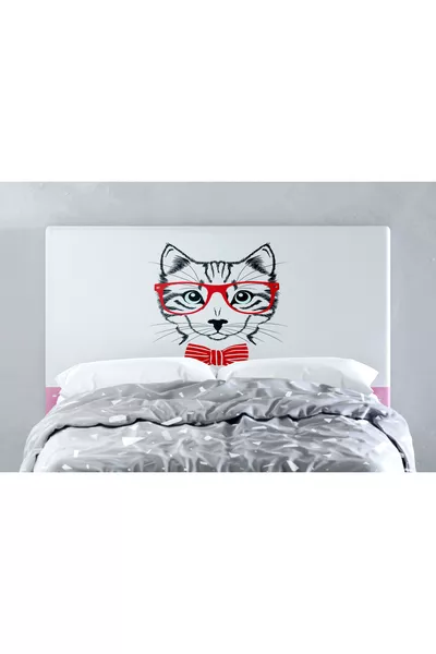 Glasses Cat Bed Headboard Cover