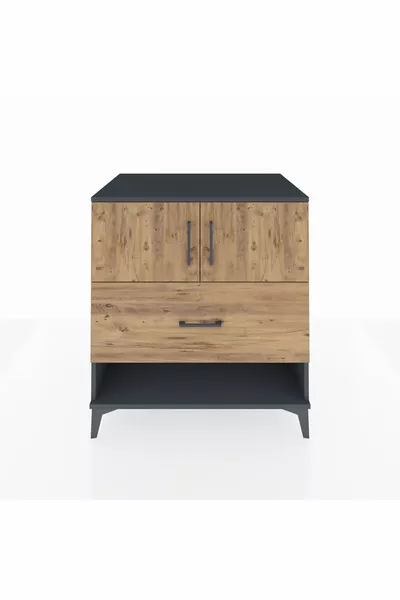 خزانة كرونوس ذات درج واحد ورفين وغطاءين، أنترسايت-صنوبر