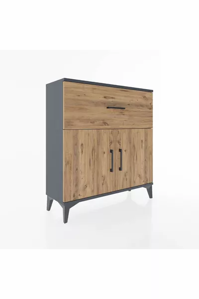 خزانة أرجيس برف واحد ودرج واحد وبابين أنثراسايت-صنوبر