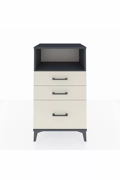 Hyperion Nightstand Single Shelf 3 Drawers Anthracite-Sandstone