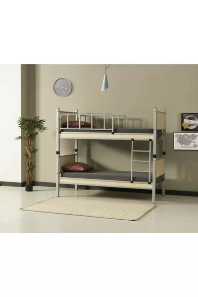 Yurt Genç Çocuk Odası Ahşap Başlıklı  Metal Ranza