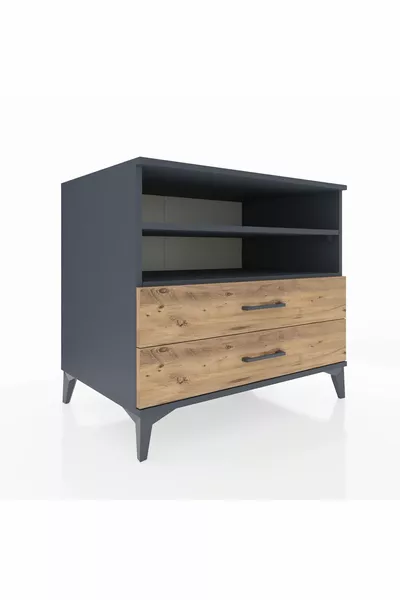 Kronos Şifonyer 2 Raflı 2 Çekmeceli  Antrasit-Çam