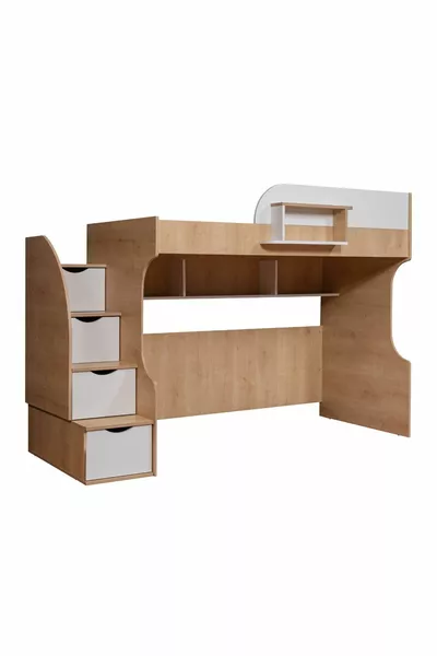 Къмпактно легло, Легло Aura с бюро, Орех-бял