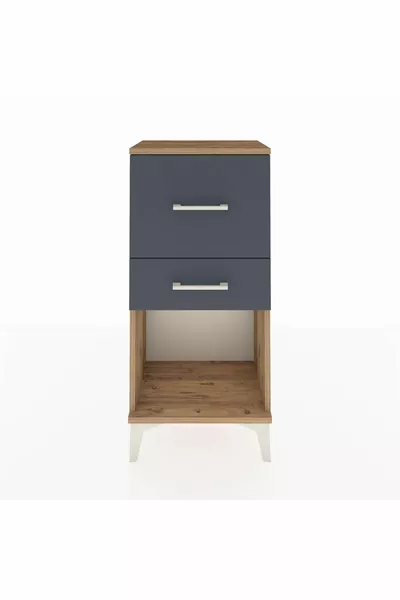 Comodino Arges 2 Cassetti Pino-Antracite