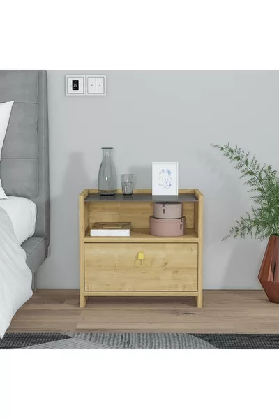 Mobiga Sane nachtkastje met glas en lade Safier