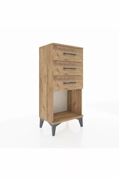 Arges Nachttisch mit 3 Schubladen Kiefer-Kiefer