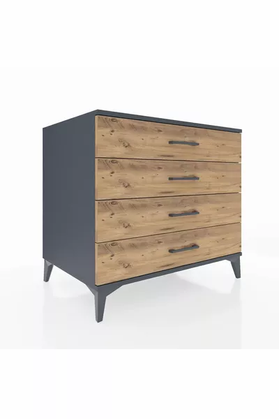 خزانة كرونوس 4 أدراج أنثراسيت-صنوبر