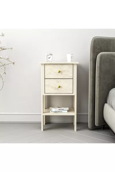 MANDOSI DUBBELE LADE NACHTKASTJE TRAVERTINE