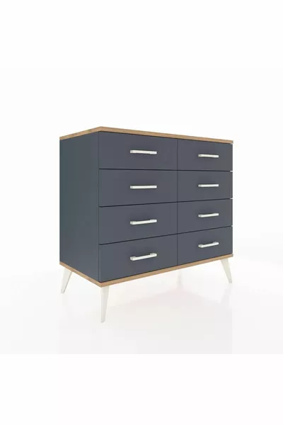 Comò Hyperion 8 Cassetti Antracite-Pino/Antracite