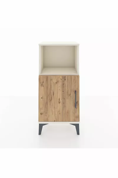 Arges Nachttisch mit 2 Regalen und 1 Tür in Mondstein-Kiefer